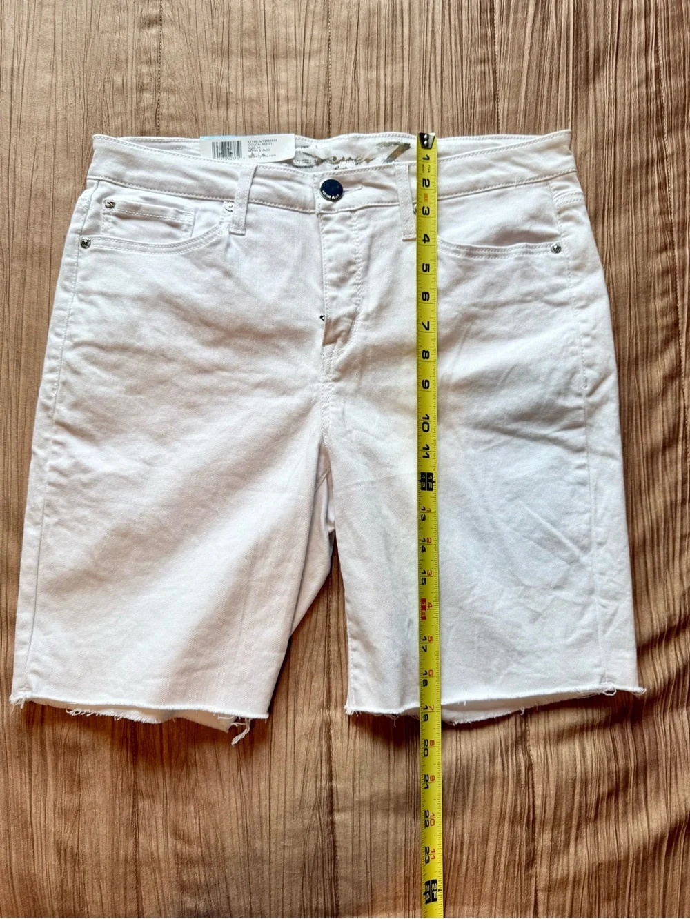 Seven7 Sunset Bermuda Shorts White Denim Frayed Hem 9